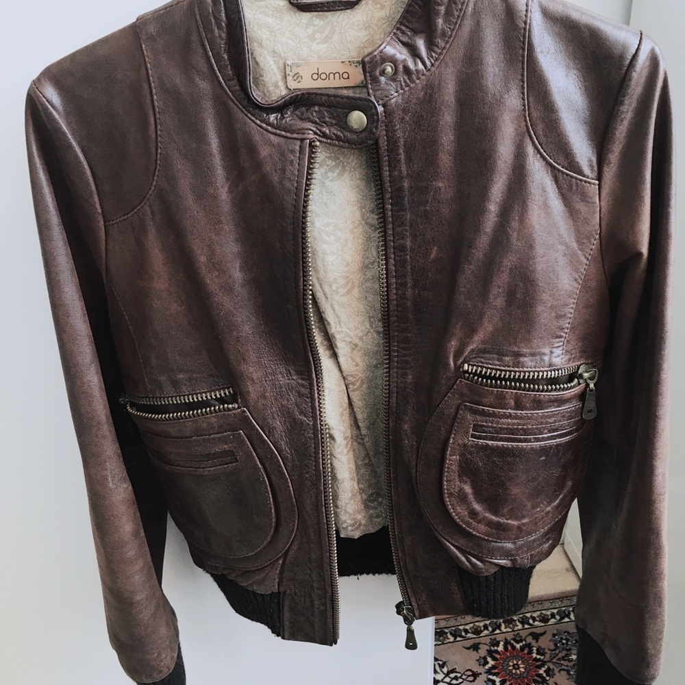 Doma Women's Dark Brown Leather Jacket